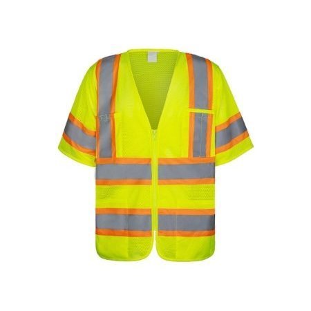 NORTHMON SAFETY Hi Vis Short Sleeve Mesh Safety Vest - ANSI Class 3 - Large NM-SV-102-YW-L